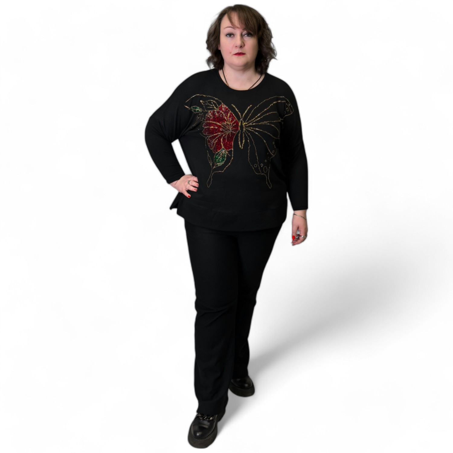 Туника черная с бабочкой купить
